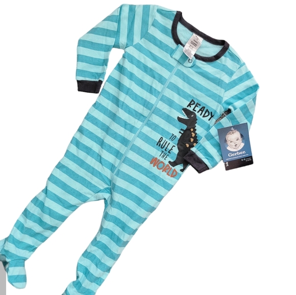NWT Gerber Dino Blues Sleep & Play 6-9 Months - Picture 4 of 6